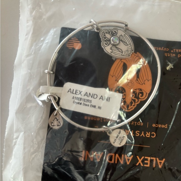 ALEX & ANI•crystal dove charm bangle bracelet NWT - Picture 3 of 4